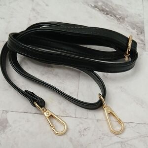 Black Skinny Leather Strap with Gold Clasps